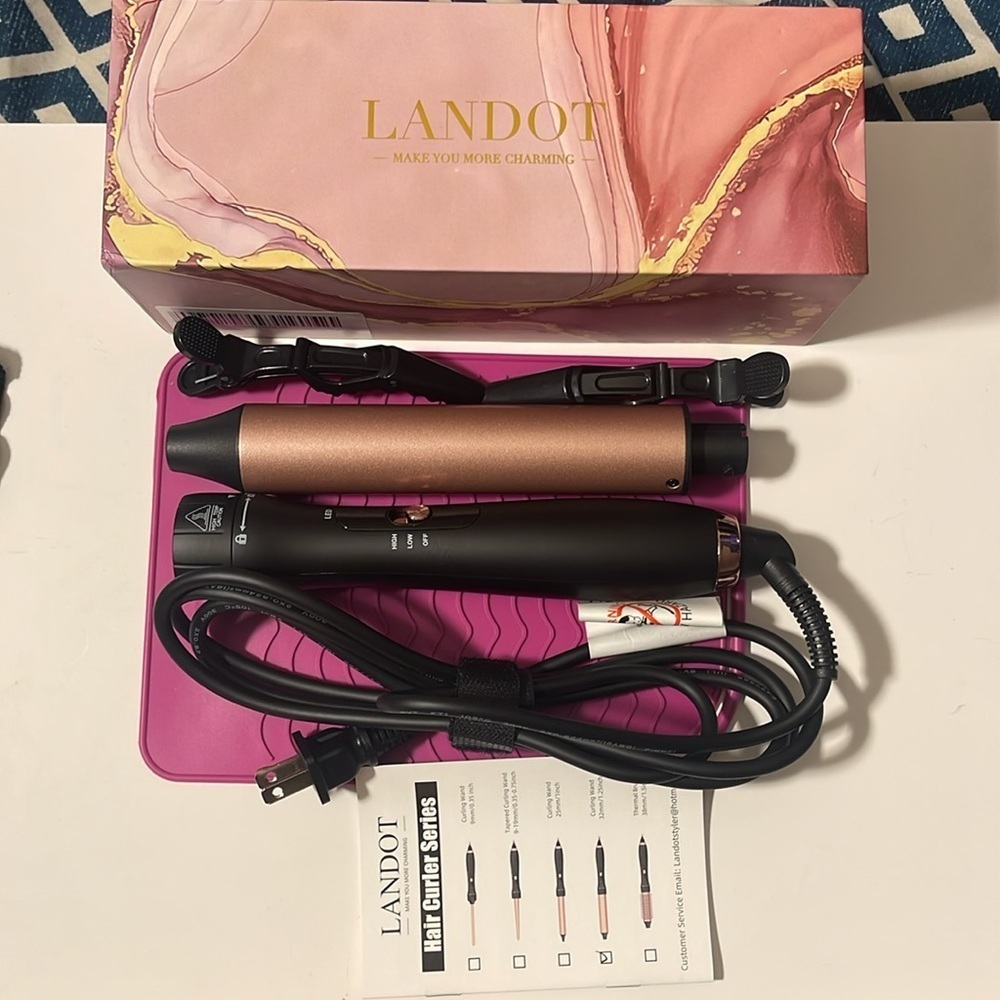 Pink Curling Wand Iron 1-1/4Inch: Clip Free Hair Curler Relaxed Curls & Beach​​​ - Picture 8 of 8
